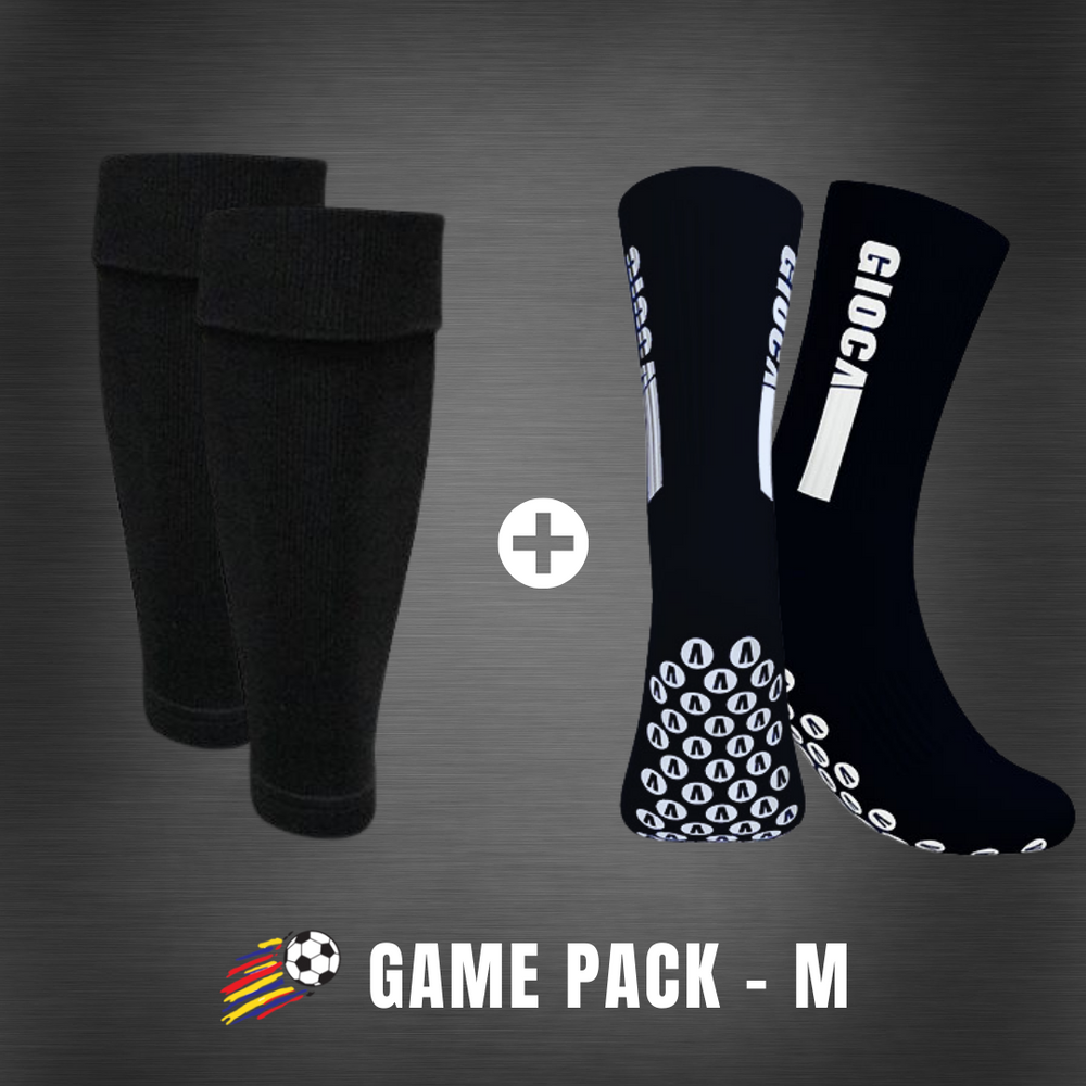 Game Pack | GIOCA Grip Socks + Footless Socks - Black (Size: M)